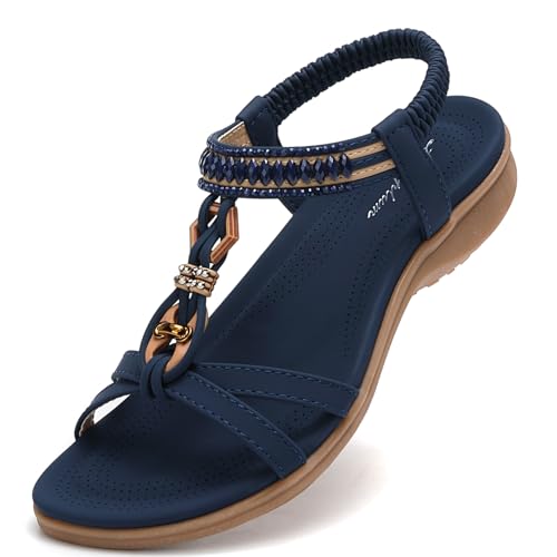 Image of Littleplum Womens Sandals Comfort Arch Support Sandals Summer Walking Shoes Casual Ankle Elastic Flip Flops Shoes