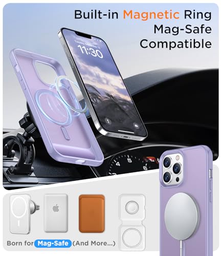 Image of Magnetic Compatible with iPhone 13 Pro Max Case, [Built-in Invisible Kickstand][Compatible with MagSafe] [Military Grade Shockproof] Slim Translucent Matte Phone Case for iPhone 13 Pro Max 6.7 inch