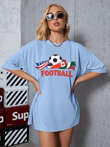 Image of ALLTB Soccer Cup 2026 Shirt Soccer Mom Shirts Women Oversized Football Match Season Jersey Bow T-Shirt Short Sleeve Top
