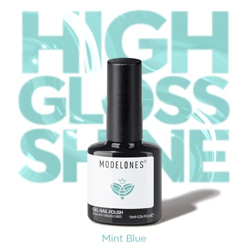 Image of modelones Mint Blue Gel Nail Polish Baby Blue Gel Polish Jade Nail Poish Soak Off Pastel U V Nail Design Salon Nail DIY Manicure 15 ML
