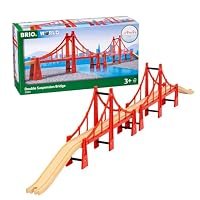 BRIO World 33683 Double Suspension Bridge - FSC-Certified Wooden Train Track Bridge Compatible with All BRIO Railway Sets, 5-Piece Set for Toddlers Ages 3 & Up