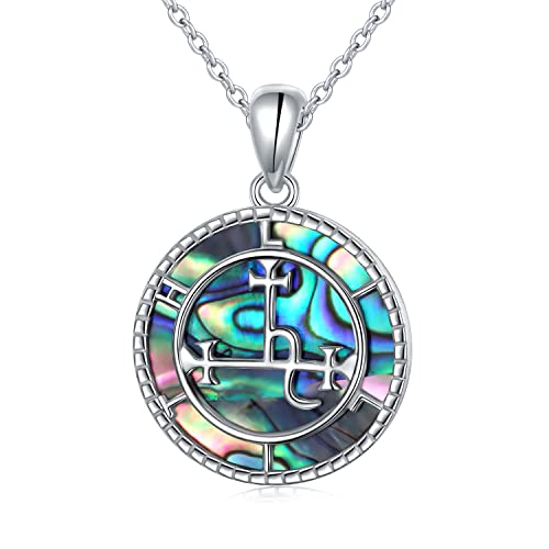 DAOCHONG Sigil of Lilith Necklace S925 Sterling Silver Sigil of Lilith Pendant Necklace Gifts for Women Rolo Chain 18+2 inches