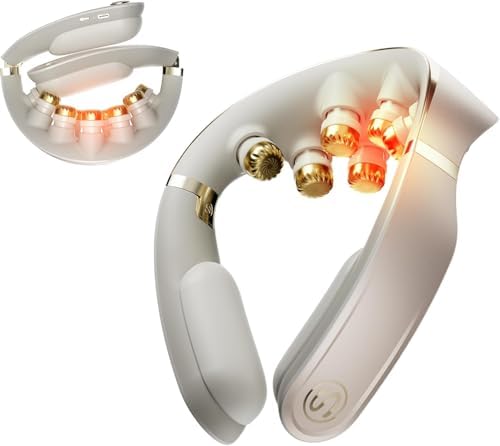 SKG Nackenmassagegerät Faltbar mit App Titan-Massageköpfen G7 Pro Fold Gold | Nackenmasseur mit Wärme & Vibration, Titan 316L Massageköpfe, 11 Programme, Kabellos & Tragbar Geschen
