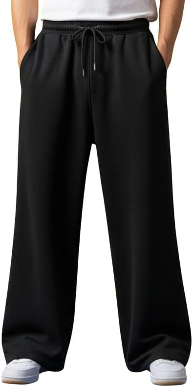 Imsa Moda Men’s Polycotton Loose Fit Track Pants | Comfortable Joggers with Elastic Waistband & Side Pockets | Casual & Gym Wear Lower for Men