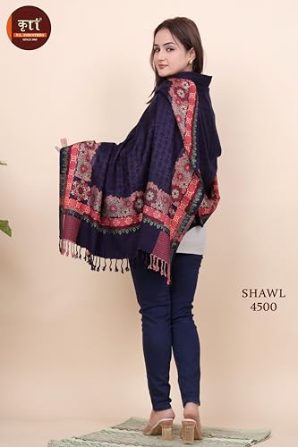 Image of KRITI Paisley Design Woollen Beige Color Shawl For Women