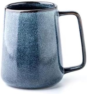 Tazas de café de cerámica de 24 onzas23.7 fl oz con mango dorado, taza de té extra grande para oficina y hogar, regalo y regalo, azul, extra grande