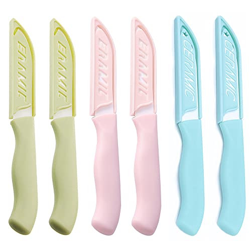 Comparison: Best Ceramic Paring Knife 7 WWZJ 6 Pack Ceramic Paring Knife with Knife Cover, Lightweight Ceramic Knives, Fruit and Vegetable Small Knife (Ceramic, Mix)