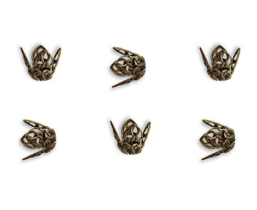 Vintaj Natural Brass Ornate 12mm Filigree Bead Caps (6caps)