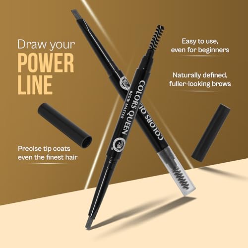 Image of Colors Queen Brow Master Eyebrow Definer Pencil with Spoolie | Natural Looking Brows | Smudge Proof, Waterproof and Long Lasting Eyebrow Pencil (Brown)