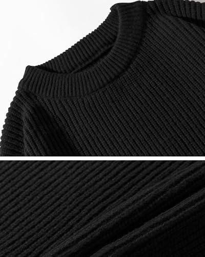 Men's Crewneck Sweater Casual Long Sleeve Solid Knit Pullover Sweaters for Fall Winter4