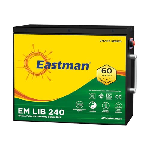 Image of Eastman EM LIB 240 Smart Lithium-Ion Inverter Battery 12.8V 150Ah for Home, Office & Shops | Universal Compatible | Lead Acid Replacement | Zero Maintenance | Fast Charging | 5 Years Warranty