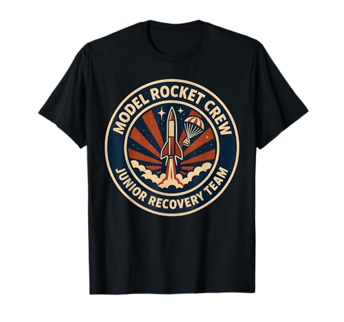 Junior Rocketry Team Retro Model Rocket Crew Badge T-Shirt