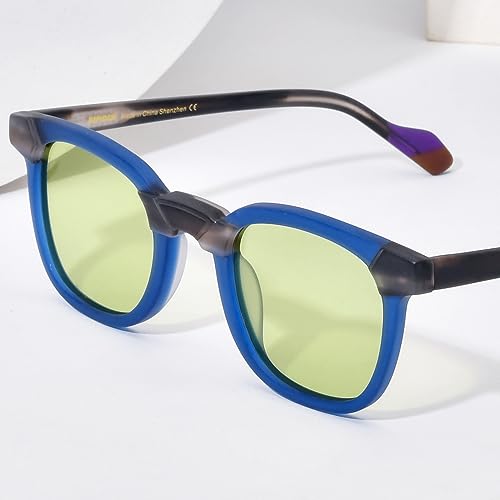 Image of HEPIDEM Matte Acetate Vintage Retro Square Polarized Sunglasses for Men UV400 UV Protection Sun Glasses