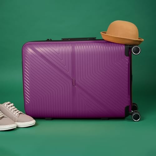 Image of Stony Brook Nasher Miles Axis 75 Cm 28 Inch Polypropylene Hard-Sided 4 Wheels Spinner Check-in Luggage Trolley Bag (Wine Purple)