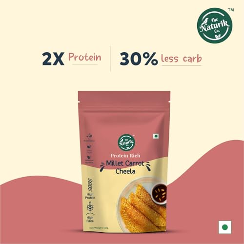 Image of The Naturik Co Millet Carrot Cheela Mix 40g (Pack of 12) - Ready to Cook Millet Chilla /Dosa Mix| Healthy & Instant Breakfast | Anytime Snack for Kids and Family | As Seen On Shark Tank