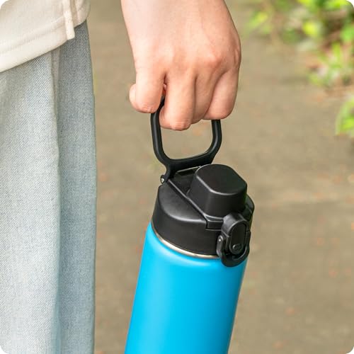 Image of Auto Flip Spout Lid Replacement for Hydro Flask Wide Mouth 12 /18 /24 /32 /40oz | Button Lock Water Bottle Lid with Carry Handle, BPA Free Wide Mouth Cap Compatible with Iron Flask, Bubba, Simple Modern