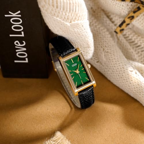 Image of Quartz Watch for Women, Lady Stylish Square Dress Watch with Leather Strap and Sapphire Crown