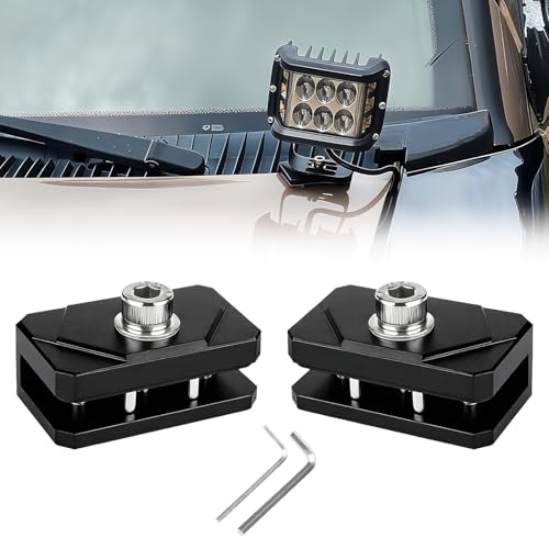 NORTHYUN Soportes de montaje de luz de capó, 5 puntos de bloqueo de aluminio, soporte de barra LED, sin perforación, soportes universales de bisagra para camión, Jeep, SUV, 2 unidades, color negro