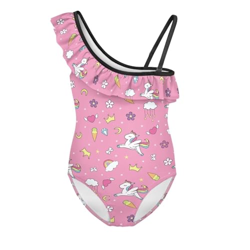 Image of Girls Swimsuit One Piece Ruffle Swimsuit Non-Slip Straps UPF 50+ for Girls Size 3-14 Years