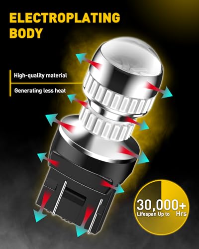 Image of AUXITO 7440 7443 LED Strobe Brake Lights Bulbs, Red Flashing Stop Light, Super Bright T20 W21W 7441 7444 7443R Flashing Strobe Blinking LED Tail Light Bulbs, Pack of 2