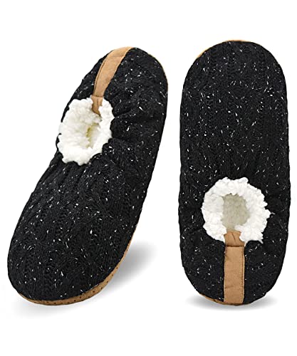 DICUIRD Mens Slipper Socks With Non Skid Bottoms, Warm Slipper Socks With Grippers For Men, Fuzzy House Knit Slippers
