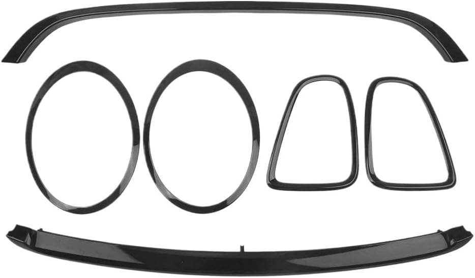 Exterior Front Head Lamp Light Cover Frame With Grille Grill Rim Strip Trim Compatible With R55 R56 R57 2007-2013 Base Version