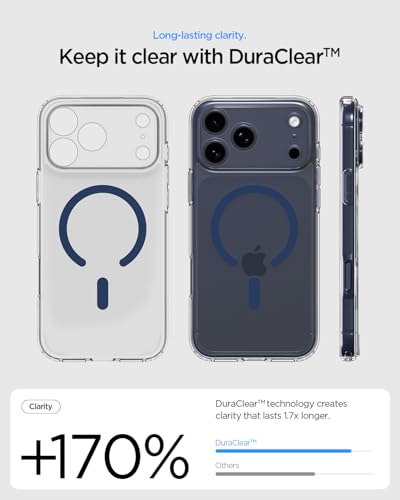 Image of Spigen Ultra Hybrid MagFit Back Cover Case for iPhone 17 Pro, Clear Transparent, MagSafe Compatible - PC+TPU | Clear Deep Blue