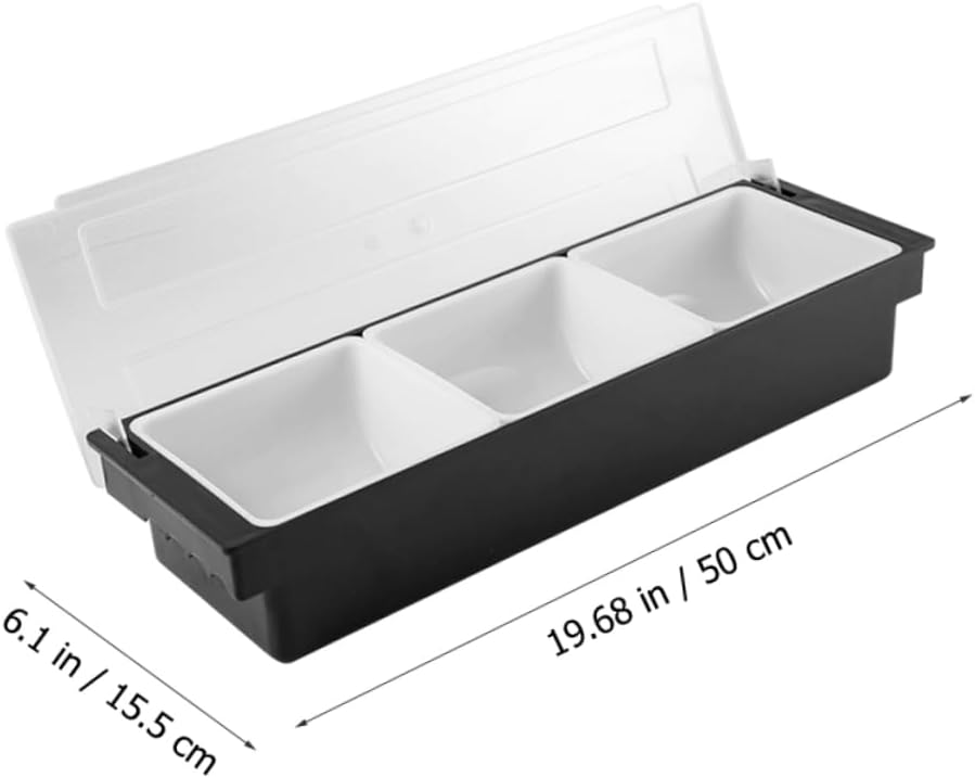 Fruit Box Compartment Snack Container Multi-compartment Plastic Garnish Station for Dried Fruits Nuts and Appetizers Bartending and Household Use