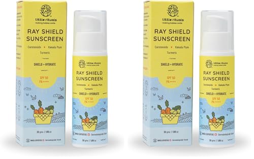 Image of Little Rituals Baby Sunscreen for Kids 0-15 Yrs SPF 50 PA++++ Organic & Natural Lotion, UVA UVB IR, Blue Light, Wifi Radiation, Protection, Hypoallergenic, SWISS Tech, Daily Use Sunblock - 30gm