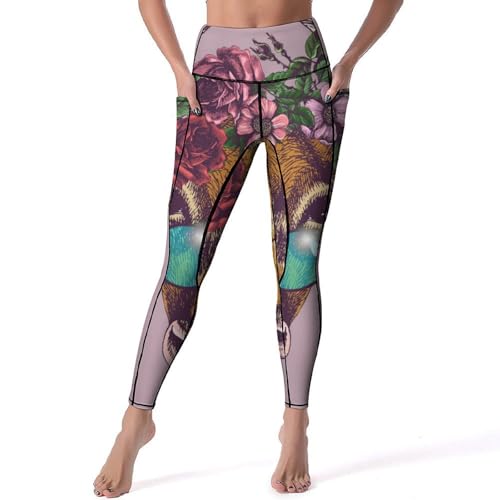 Legging de sport yoga fleur de vache taille haute pour femmes en taille S