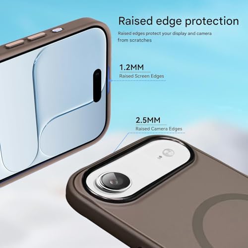 Image of VONZEE Compatible with iPhone 17 Air Case (6.6 Inch), MagSafe Compatible Magnetic Matte Back Cover, Military Grade Shockproof Protective Case, Anti-Fingerprint, Wireless Charging Support, Brown