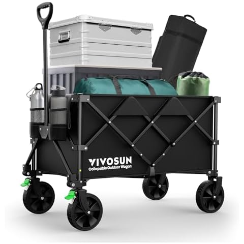 VIVOSUN Collapsible Folding Wagon, 350 lb Load-Bearing Outdoor Utility Cart Cover