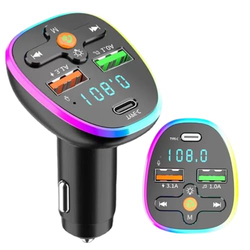 Carregador Transmissor Adaptador FM Bluetooth Para Carro Acendedor Veicular LED Dupla Entrada USB Ca
