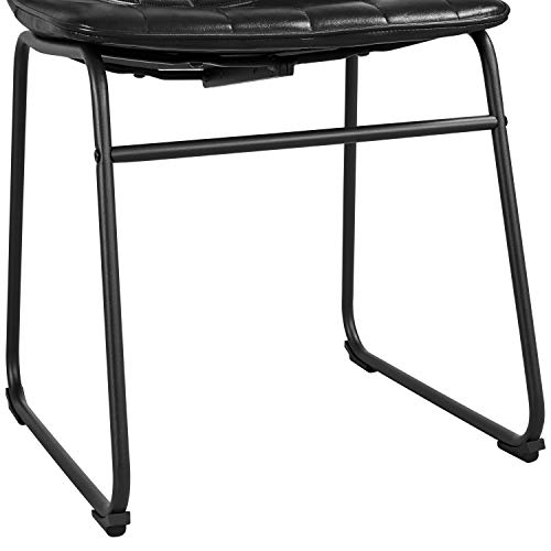 Yaheetech Pu Leather Dining Chairs 18" Armless Chairs Indoor Upholstered Kitchen Dining Room Chairs With Metal Legs, Set Of 2, Black #TOP7