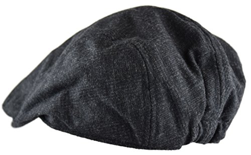 Image of Wonderful Fashion Men's Classic Herringbone Tweed Wool Blend Newsboy Ivy Hat (Large /X-Large, Charcoal)