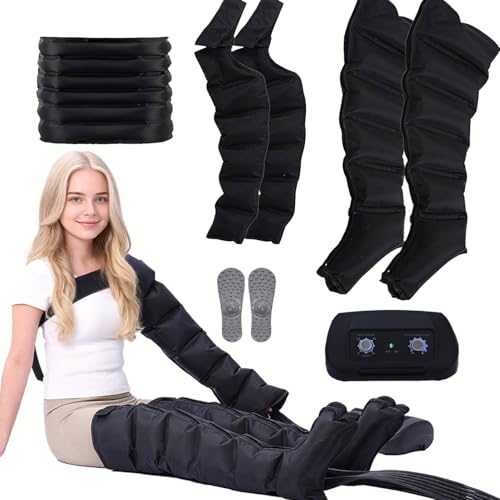 Joyfitness Máquina Presoterapia Casa y Botas Drenaje Linfático, 6 Cámaras, Presión Ajustable 0-240 mmHg, Tiempo 0-30 Minutos, Reduce Fatiga e Hinchazón, para Pantorrillas, Muslos, Pies, Abdomen
