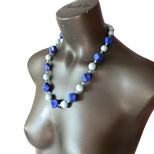 Collier perles céramiques bleu ciel pour sublimer vos tenues d'été et soirées d'été