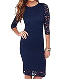 Mantos Eternity Women's Elegant Floral Lace 2/3 Sleeve Slim Evening Dress, Blue, US/6