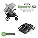 Joovy Scooter X2 Side-by-Side Double Stroller Featuring Dual Snack Trays, One-Handed Fold, Multi-Position Reclining Seats, Adjustable Leg Rests, and in-Seat Storage (Charcoal)