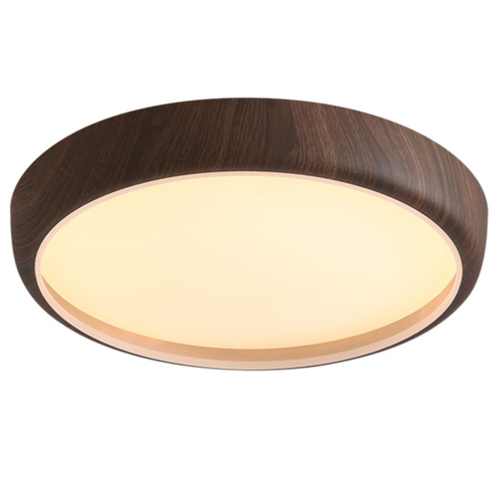 JXYDJH Mid-Century Flush Mount Round Lamp 3CCT Dimmable Dome Ceiling Light Fixture Nordic Style Study Room Round Ceiling Lamp Anti-Rust Aluminum Light Fixture for Living Room Bedroom - Walnut Color