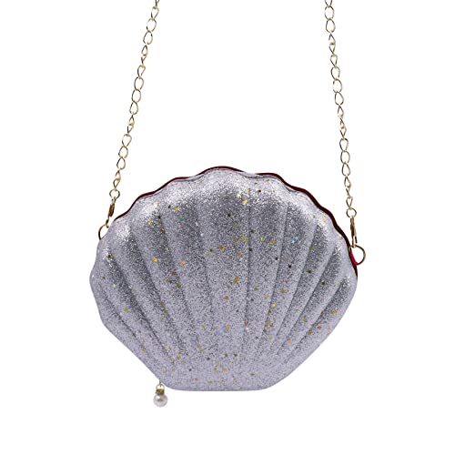 Glitter Seashell Crossbody Purse Mini Cellphone Shoulder Bag Holder Box Shell Chain Clutch Handbag2