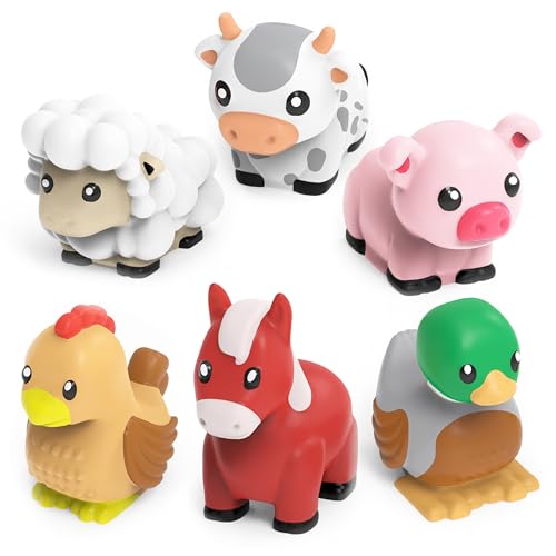 Image of Tub Works® Barnyard™ Mold Free Bath Toys, 6 Pack | Sealed, No Hole Bath Toys Design Keeps Moisture Out | Soft, Squeezable & Float on Water | Farm Animals Baby & Toddler Bathtub Toys | Baby Pool Toys