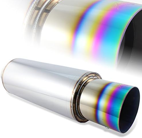 4" N1 Rainbow Burn Tip Stainless T304 Weld On Exhaust Muffler 3" Inlet Universal