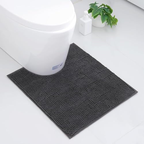 smiry Super Soft Toilet Mat, Extra Absorbent Chenille Mat for Toilet Non Slip Fluffy Pedestal Mat