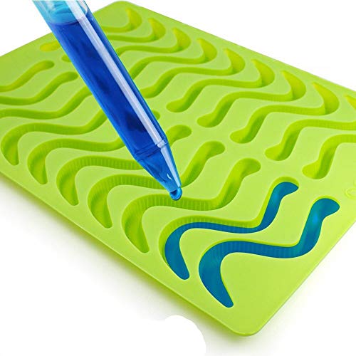 Chyir Candy Silicone Molds & Ice Cube Trays,2 Pack Gummy Worm Molds 20 Cavities With Bonus Dropper (Red, Green) #TOP1