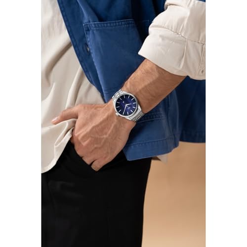 Image of Fastrack Vyb Drift with Quartz Analog Navy Blue Dial Steel Stainless Steel Strap Watch for Men - FV30041SM01W