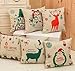 Produktbild Beddingleer Baumwolle Kissenbezüge Zierkissenbezug 45x45 cm 6er Set Weihnachtsbaum, Weihnachtsmann, Elchmuster pattern Stricken Knopf Dekokissen Sofa Bett Zimmer Auto Kissenhülle