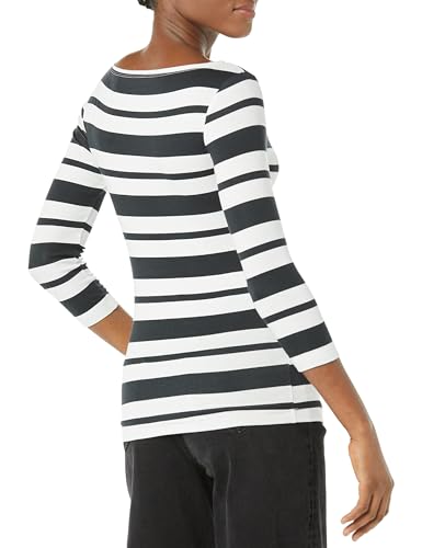 Image of Amazon Essentials Women's Slim-Fit 3 /4 Sleeve Boat Neck Tops Cotton Modal T-Shirt