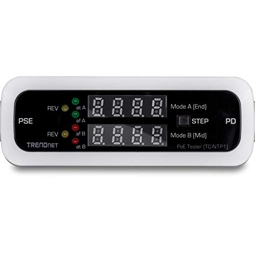 Image of TRENDnet Inline PoE Tester, TC-NTP1, Tests 4PPoE, PoE+, PoE & Passive PoE Technology, Wattage, Voltage, Amperage, Polarity, LED Display, Battery-Free, Troubleshoot PoE Issues, IEEE 802.3af /at /bt