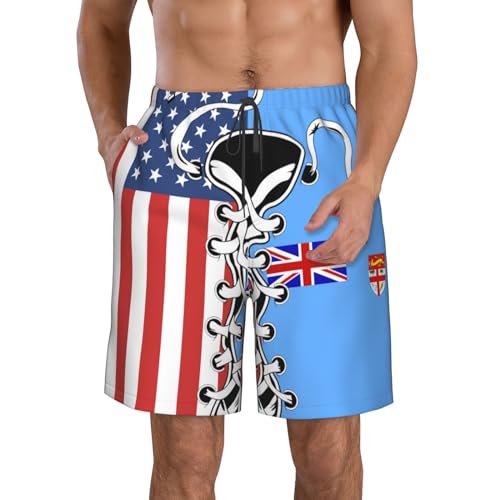 Men's Vintage America Fiji Islands Fijian Flag Board Shorts Swim Trunks2